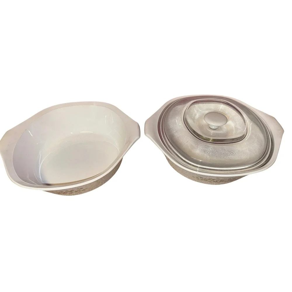 Libbey Casserole Dishes Set 2 Quart Floral Design Oven Safe Bakeware 1 Lid